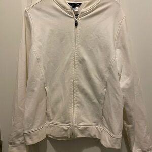 Lands' End Cream Bomber Jacket Lightweight Casual